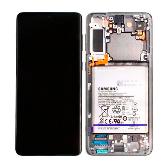 Samsung LCD Skjerm og Batteri for Galaxy S21 Plus 5G Phantom Silver