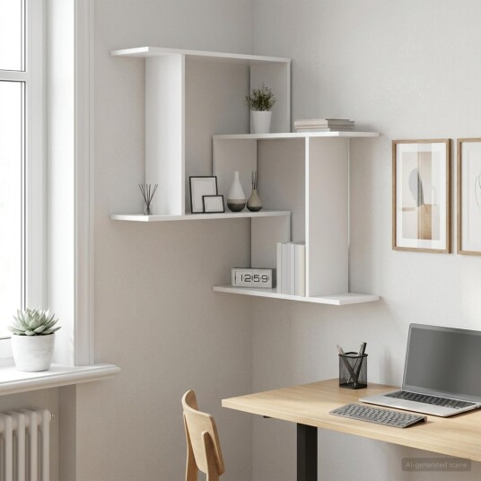 vidaXL Vegghylle Hvit 67 x 67 x 87 cm Konstruert tre