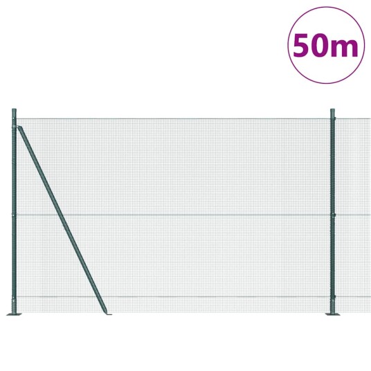 Sveiset Trådgjerde med 13 Flanged Post Grønn 1.5x50 m Stål