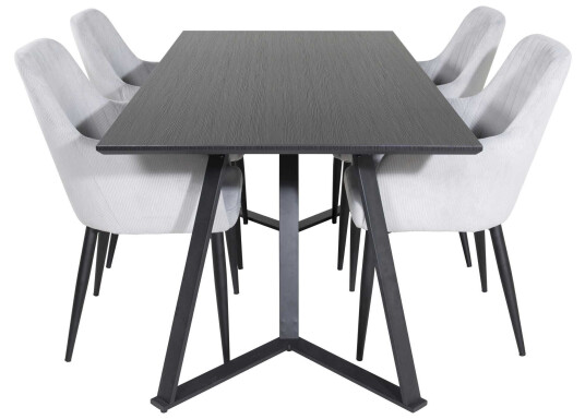 Venture Design Marina & Comfort spisegruppe Svart/grå 4 st stoler & bord 180 x 90 cm