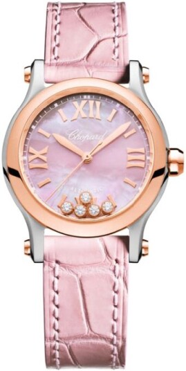 Chopard Dameklokke 278573 6011 Happy Sport Rosa/Lær Ø30 mm