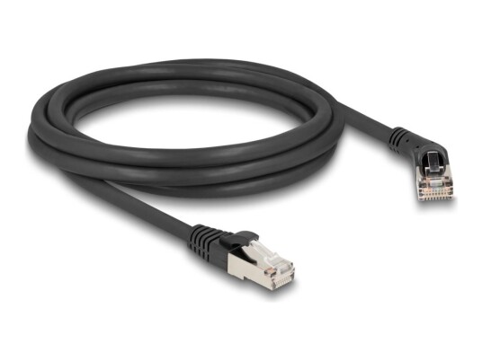Delock Koblingskabel Rj-45 Hann Right-Angled Til Rj-45 Hann Rett 2 M 6 Mm S/Ftp Cat 6A Halogenfri Uten Hindringer Formstøpt Svart