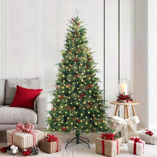 Kunstig sammensatt juletre med 300 LED grønn 180 cm PE og PVC Kunstig sammensatt juletre med 300 LED grønn 180 cm PE og PVC