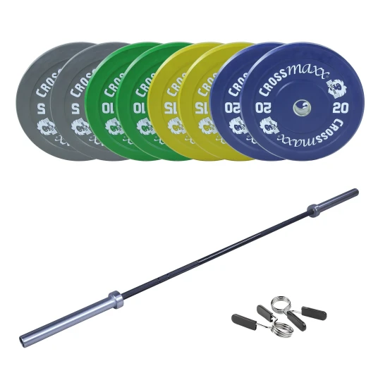 Crossmaxx CF Vektstangsett 100 kg Farget + 15 kg Stang