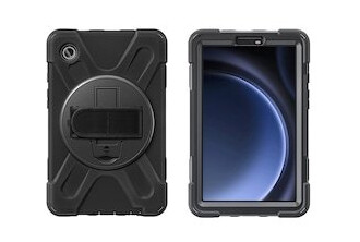 4smarts Galaxy Tab A9 Rugged Case Grip deksel (sort) 4smarts Galaxy Tab A9 Rugged Case Grip deksel (sort)