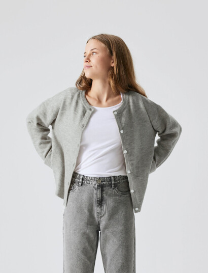 LMTD Nlflodet Ls Short Knit Cardigan Noos Grey 122-128