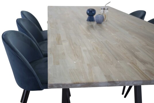Venture Design Jepara & Velvet spisegruppe Grå/svart 6 st stoler & bord 250 x 100 cm