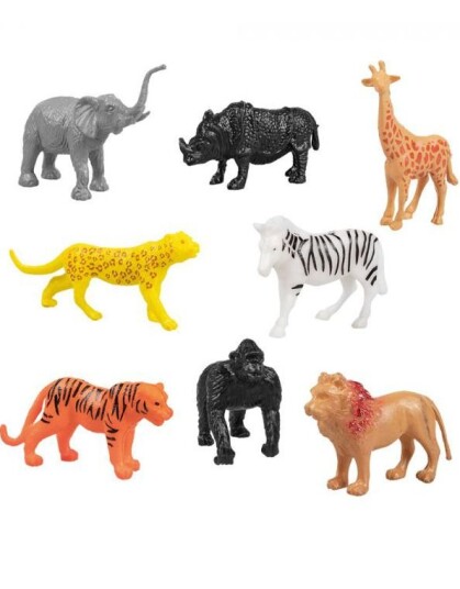 8 stk Små Figurer av Ville Dyr 8 stk Små Figurer av Ville Dyr