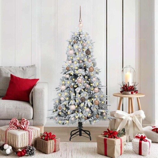  Kunstig sammensatt juletre med 150 LED grønn 150 cm PE og PVC