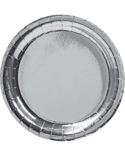 8 stk Små Metallisk Sølvfarget Papptallerkener 18 cm 8 stk Små Metallisk Sølvfarget Papptallerkener 18 cm