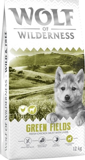 Wolf Of Wilderness Tørrfôr Junior Green Fields Kornfri Sparepakke Ny Oppskrift Lam 2 X 12 kg