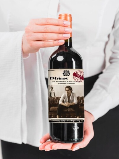 Personlig Flaskeetikett 19 Crimes Inspirert Vin