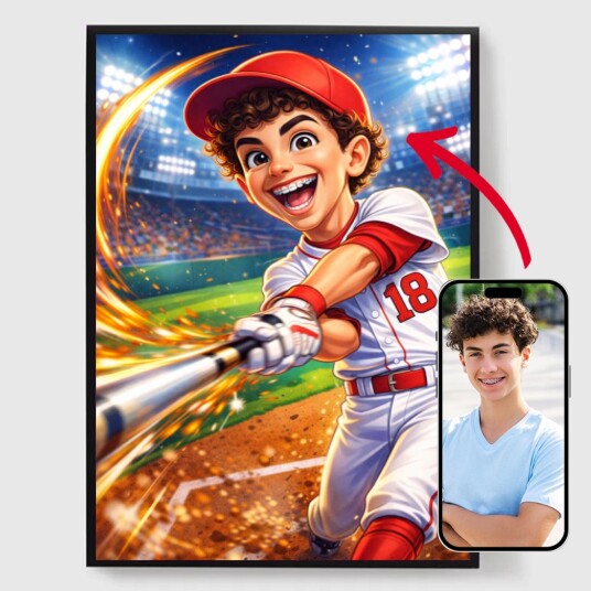 Namly Design Personalisert Plakat Morsom Baseball Tegneserie AI Plakat POSTERJQ9BOE
