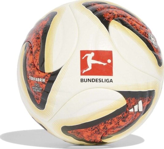 adidas Fotball Bundesliga Torfabrik Pro Matchball Hvit/Svart/Solrød Str. 5