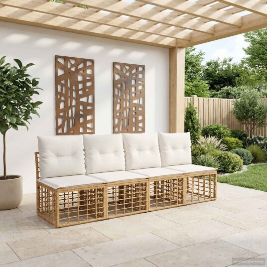 vidaXL 4 seters hagesofa uten armer 4 pcs 4 Antall seter Naturlig