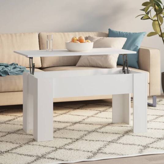 vidaXL Salongbord hvit 101x49x52 cm konstruert tre