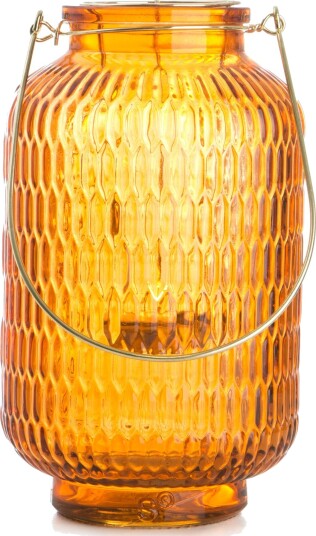 Enjoy Design Lyslykt/vase orange m/gull hank H:24cm