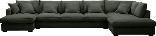 Rossita Lyx 6 seters venstrevendt U formet ekstra dyp sofa med divan og sjeselong i manchester Mørkegrønn
