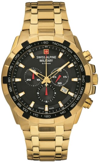 Swiss Alpine Military Herreklokke 7043.9117 Classic Sort/Gulltonet Swiss Alpine Military Herreklokke 7043.9117 Classic Sort/Gulltonet