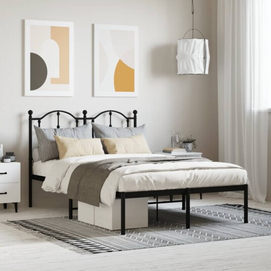 vidaXL Sengeramme i metall med hodegavl svart 120x190 cm