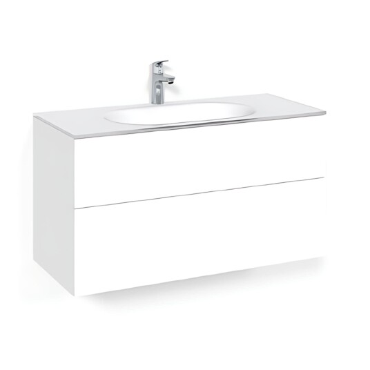 Macro Design Crown Plain Servantskap 2-skuff - med Glasservant Hvit / 100cm Glass Edge Macro Design Crown Plain Servantskap 2-skuff - med Glasservant Hvit / 100cm Glass Edge