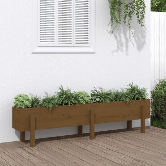 Høybed for hage honningbrun 160x30x38 cm heltre furu