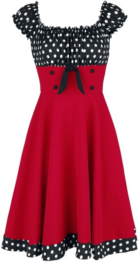 Belsira Rockabilly Middellang kjole Schulterfreies Swing Kleid XS til 3XL Damer svart rød hvit Belsira Rockabilly Middellang kjole Schulterfreies Swing Kleid XS til 3XL Damer svart rød hvit
