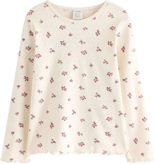 Lindex Long Sleeved Top In Pointelle White 122