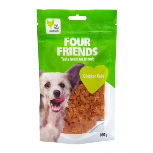 FourFriends Hundefôr Kylling Cube 100 g - Naturlig Hundesnack