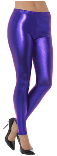 Smiffys 80-talls Metallic Disco Leggings Blå - Large