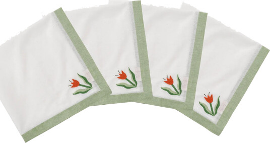 Pick a Poppy Madelen Möllard Tulip bomullsserviett Lysegrønn 4 pakning 45x45 cm