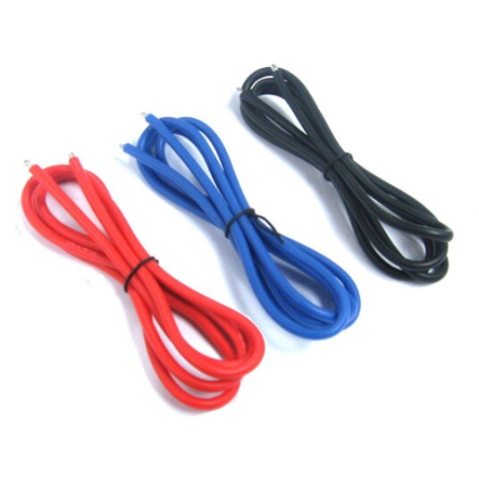 Yeah Racing  WPT 0032 16AWG Silver Silicone Wire Set BK/BU/RD