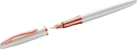 Pelikan Jazz Noble Elegance P36 Gull Perle Hvit Fyllesystem Med Patron Blå Metall Rustfritt Stål Medium