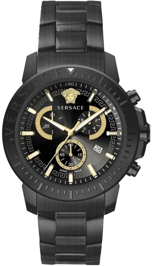 Versace Herreklokke VE2E00621 New Chrono Chronograph 45mm Sort/Stål Versace Herreklokke VE2E00621 New Chrono Chronograph 45mm Sort/Stål