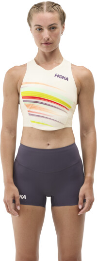 Hoka Women"s Race Day Crop Bra Alabaster Flare L
