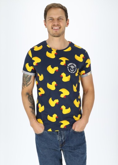 Tropical Pocket Tee Navy Yellow Duck L Strandklær Tropical Pocket Tee Navy Yellow Duck L Strandklær