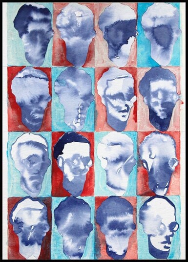 Aldo Red Blue 4x4 Plakat / 30x40cm