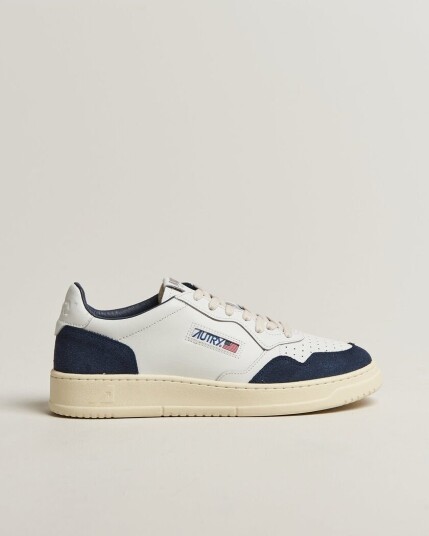 Autry Medalist Low Soft Leather/Suede Sneaker White/Denim