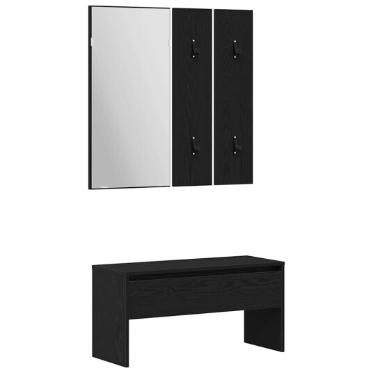  Gangmøbelsett med speil 5 pcs Svart eik Sølv 80 x 30.5 x 40 cm