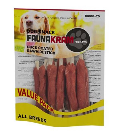 Faunakram Valuepack Duckcoated rawhide stick 300 gr.
