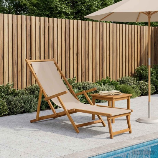 vidaXL Sammenleggbar solstol Solid Eucalyptus Tre Beige