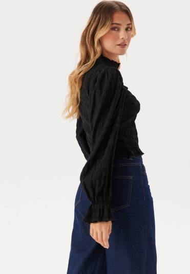 BUBBLEROOM Frill Structured Blouse Black XL
