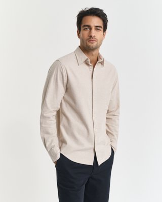 Gant Melert flanellskjorte i regular fit LIGHT BEIGE MELANGE XL Gant Melert flanellskjorte i regular fit LIGHT BEIGE MELANGE XL