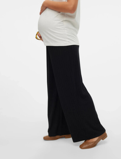 Mamalicious Mllucy Wide Rib Jrs Pants Hw Noos - Black - XS
