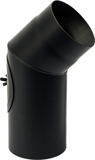 130 mm Metalbestos Sort røykrørsbøy 45° med rengjøringsklaff black 130mm 130 mm Metalbestos Sort røykrørsbøy 45° med rengjøringsklaff black 130mm