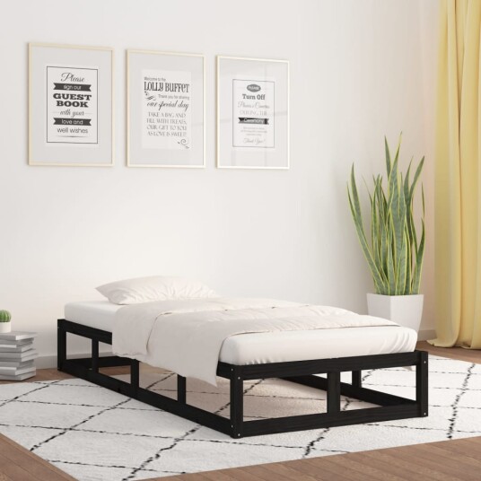 vidaXL Sengeramme svart 90x200 cm heltre