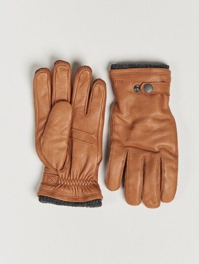 Hestra Utsjö Fleece Lined Buckle Elkskin Glove Cognac