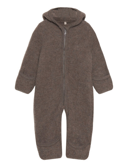 Huttelihut Pram Suit Ears Wool Fleece Brown 104