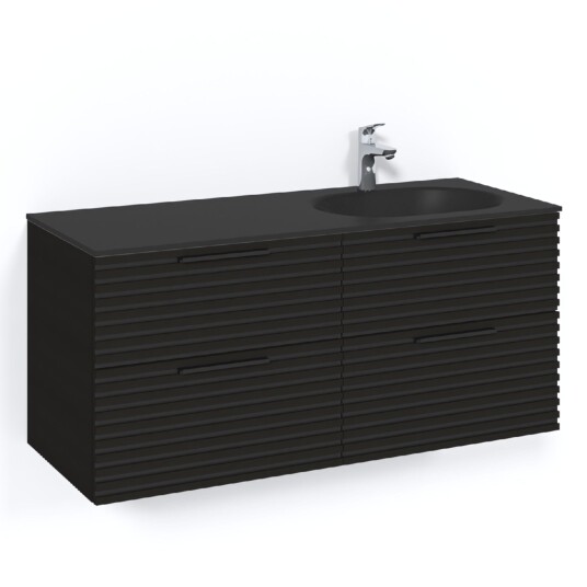 Macro Design Crown Stripe Servantskap 4-skuff - med Høyre Glasservant 120cm Svart eik / Glass Edge