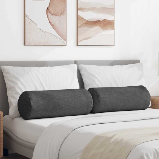 Bolster puter 2 pcs Mørkegrå Ø 25 x 70 cm Corduroy stoff
